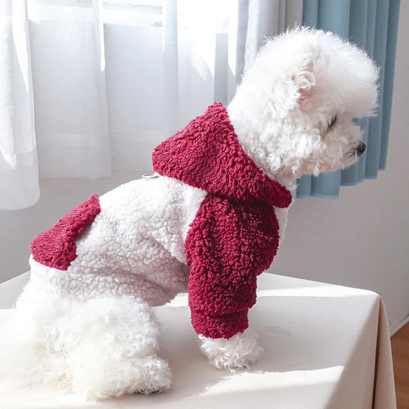 Berber Fleece Dog Hoodie – Winter Warm Pet Sweater with Buckle
